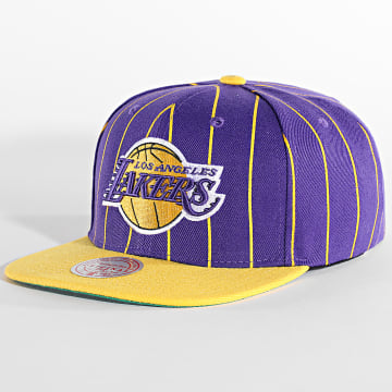 Mitchell and Ness - Team Pinstripe Snapback Cap Los Angeles Lakers Purple Yellow