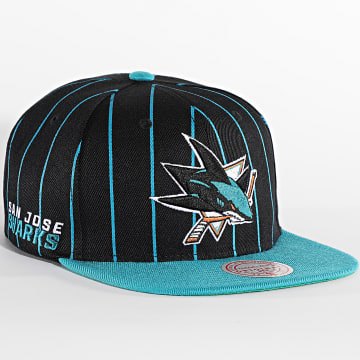  Mitchell and Ness - Casquette Snapback Team Pinstripe San Jose Sharks Noir Turquoise