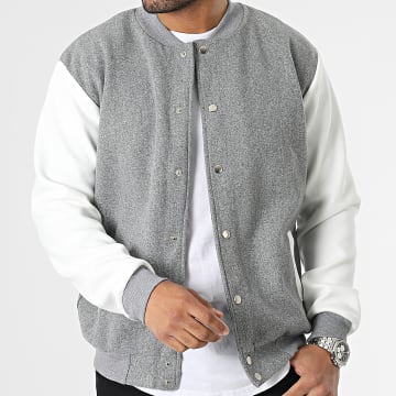  Aarhon - Veste Teddy Gris Chiné Blanc