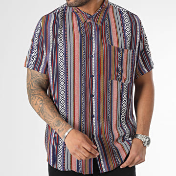  Frilivin - Chemise Manches Courtes Bleu Marine Rouge Jaune