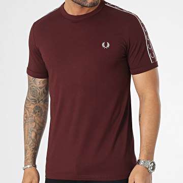  Fred Perry - Tee Shirt A Bandes Contrast Tape Ringer M4613 Bordeaux