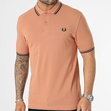  Fred Perry - Polo Manches Courtes Twin Tipped M3600 Marron Clair