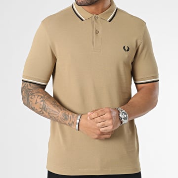  Fred Perry - Polo Manches Courtes Twin Tipped M3600 Beige Foncé