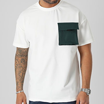  Frilivin - Tee Shirt Oversize Large A Poche Blanc Vert