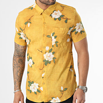  Frilivin - Chemise Manches Courtes Floral Jaune