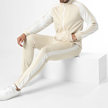  Aarhon - Ensemble De Survetement A Bandes Beige