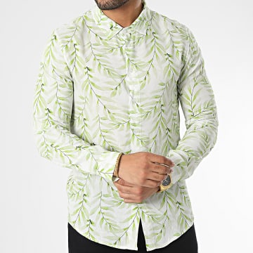 Frilivin - Camisa Manga Larga Blanco Verde
