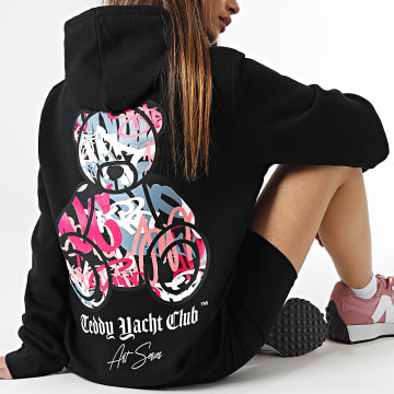 Teddy Yacht Club - Sudadera con capucha Art Series Pink para mujer Negro