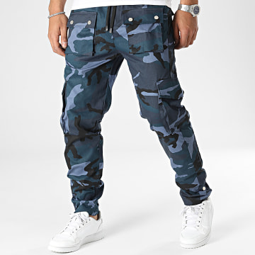  ADJ - Pantalon Cargo Camouflage Bleu Marine
