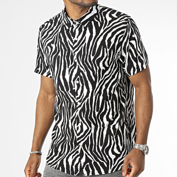 MTX - Camicia a maniche corte con zebra bianca e nera