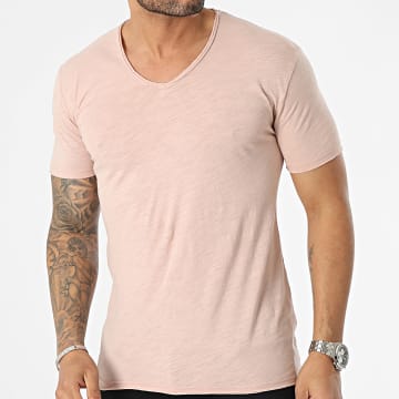 MTX - Camiseta rosa claro con cuello en V