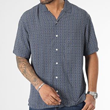  Selected - Chemise Manches Courtes Relaxed Bleu Marine
