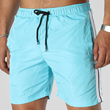  Zayne Paris  - Short De Bain A Bandes Bleu Clair