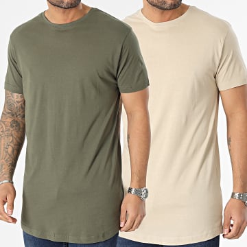 Urban Classics - Lot De 2 Tee Shirts Oversize PP005S Beige Vert Kaki