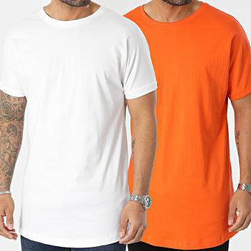 Urban Classics - Lot De 2 Tee Shirts Oversize PP1561 Blanc Orange