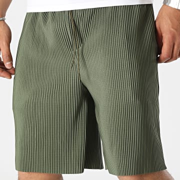 Uniplay - Pantalones cortos caqui a rayas verdes