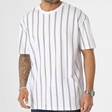 Urban Classics - Tee Shirt Oversize Large A Rayures TB2883 Blanc