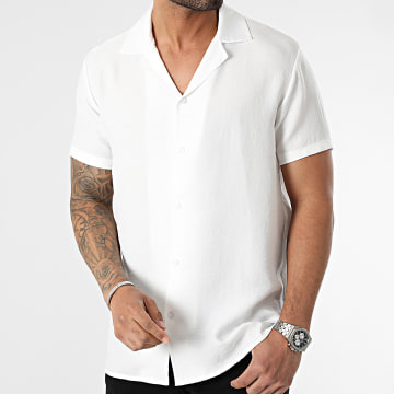 LBO - Camicia a maniche corte effetto lino 0219 bianco