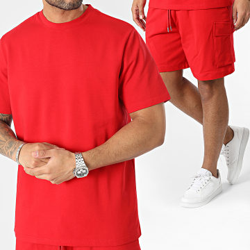  Black Industry - Ensemble Tee Shirt Et Short Jogging Rouge