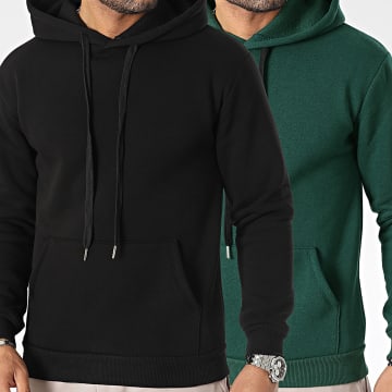  LBO - Lot De 2 Sweats Capuche 1070521 Vert Noir