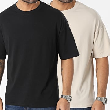  LBO - Lot De 2 Tee Shirts Oversize Large 1070521 Noir Beige