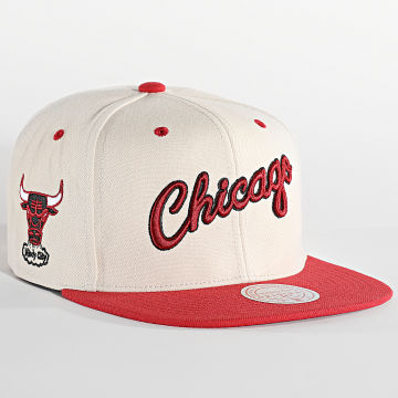  Mitchell and Ness - Casquette Snapback Sail Two Tone Chicago Bulls Beige Rouge