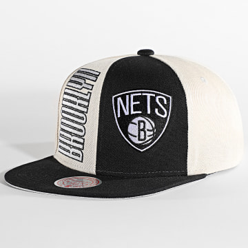 Mitchell and Ness - Casquette Snapback Pop Panel Brooklyn Nets Beige Noir