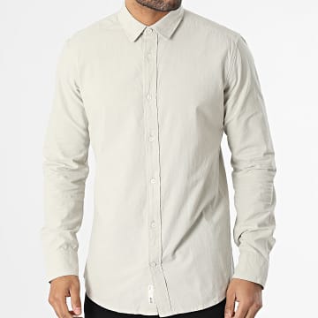Only And Sons - Camicia slim beige a maniche lunghe