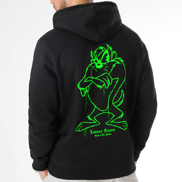  Looney Tunes - Sweat Capuche Angry Taz Noir Vert Fluo