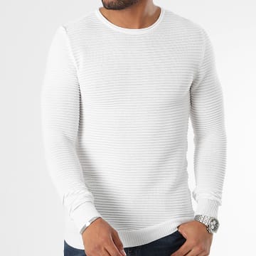  LBO - Pull Maille Texturé 0386 Blanc