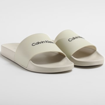  Calvin Klein - Claquettes Pool Slide Rubber 0455 Feather Grey