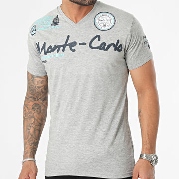 Geographical Norway - Tee Shirt Col V Gris Chiné