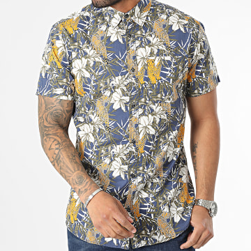 Produkt - Camicia a manica corta con fiori blu oceano e marina