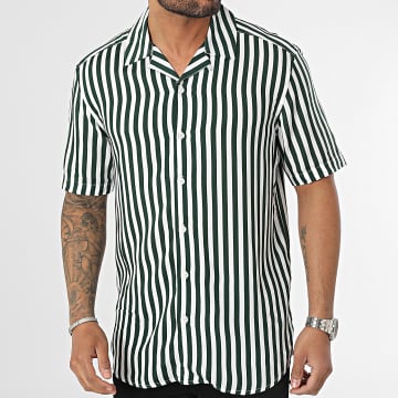  Only And Sons - Chemise Manches Courtes A Rayures Wayne Life Blanc Vert
