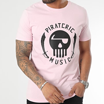 Piraterie Music - Camiseta Logo Rosa Negra