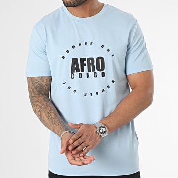 INNOSS'B - Tee Shirt Afro Congo Bleu Clair Noir