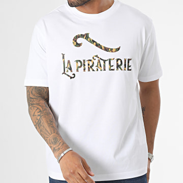  La Piraterie - Tee Shirt Oversize Large Logo Camouflage Blanc Kaki