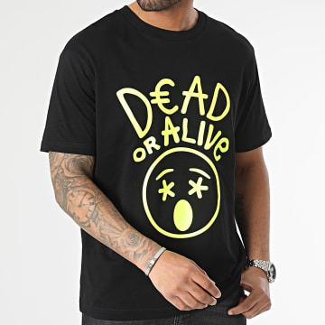 Emoji - Dead Or Alive Oversize Tee Shirt Large Nero Giallo Fluorescente