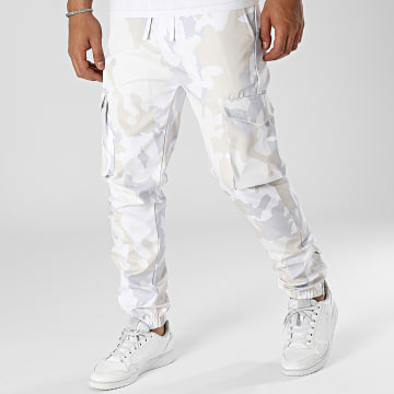 ADJ - Pantalon Cargo Camouflage Beige Blanc Gris