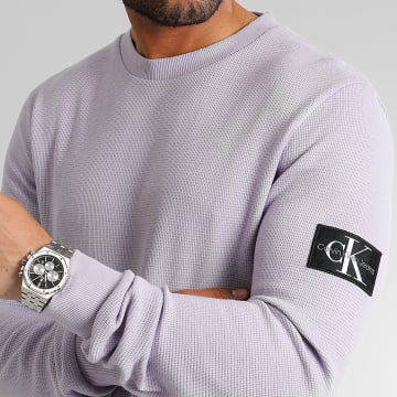  Calvin Klein - Sweat Crewneck Monogram Badge Waffle 3485 Lila
