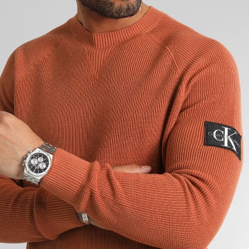  Calvin Klein - Pull Core Badge Sweater 3412 Orange Foncé