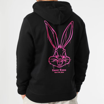  Looney Tunes - Sweat Capuche Angry Bugs Bunny Noir Rose Fluo