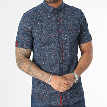 Chemise Manches Courtes Boutonnée Bleu Chemise Courte Homme
