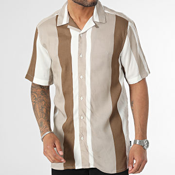  Only And Sons - Chemise Manches Courtes Wayne Life Blanc Beige Marron