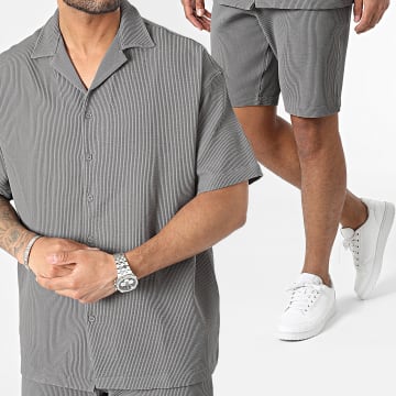 2Y Premium - Set camicia a maniche corte e pantaloncini da jogging grigio