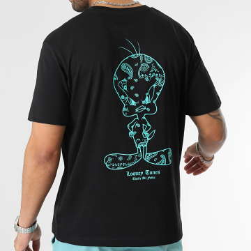  Looney Tunes - Tee Shirt Oversize Large Bandana Titi Noir Bleu Turquoise