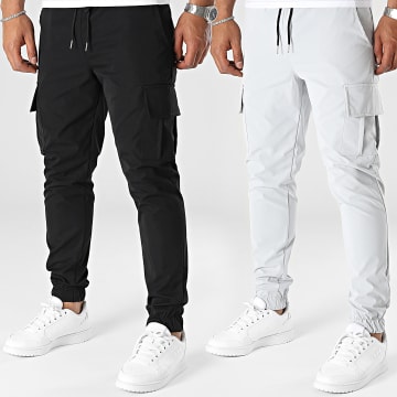 Frilivin - Set di 2 pantaloni cargo grigi e neri