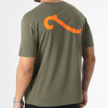 La Piraterie - Camiseta Oversize Grande Wave Logo Verde Caqui Naranja