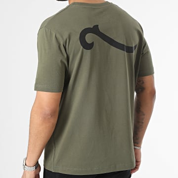  La Piraterie - Tee Shirt Oversize Large Wave Logo Vert Kaki Noir