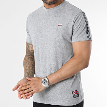  Geographical Norway - Tee Shirt A Bandes Gris Chiné